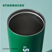 星巴克经典白绿不锈钢弹跳保温杯