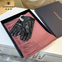 SHERIDAN喜来登—女士绵羊皮加绒手套配羊毛围巾/NL171206S