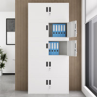 国翌 GY-5JFTDAG五节分体档案柜对开门文件柜带锁办公柜金属资料柜家用收纳柜灰白色900*400*2000mm