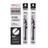 得力(deli)S766中性笔芯签字笔替芯 1.0mm子弹头(黑色)(20支/盒)2盒装