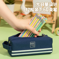 得力66772简约提手大方形笔袋(深蓝)