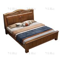 翌嘉 YJ4031228 实木床胡桃色1.8米双人床