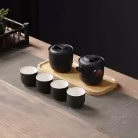 五拾缘 WSY-22A063 小钢炮茶叶罐旅行套组 旅行皮包 黑色