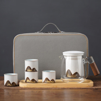 五拾缘 WSY-23A01 品山旅行套组 一壶/四杯/盘+旅行包 白色
