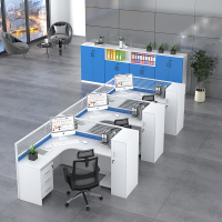 初嘉PF-003办公桌电脑桌职员屏风工位隔断现代简约员工桌 F型三人位