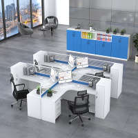 初嘉PF-004办公桌电脑桌职员屏风工位隔断现代简约员工桌 干型四人位