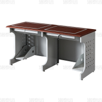 洛泰远LTY4012432 隐藏式翻转电脑桌培训桌教室机房多媒体学习桌办公桌D款双人位1600*600*750mm