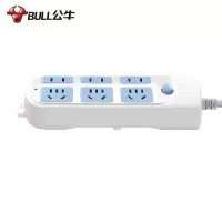公牛 GN-609 (新) 双排单控六联(三联五孔+三联二孔)插座 3米 蓝白色