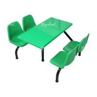 洛诗莲 LSL4040849玻璃钢餐桌椅组合食堂连体餐桌椅钢架靠背款