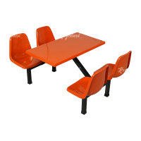 洛诗莲 LSL4040850玻璃钢餐桌椅组合食堂连体餐桌椅钢架靠背款