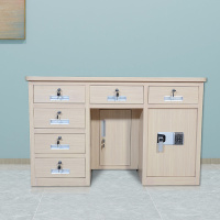 初嘉 CJ全钢制保险桌密码保险桌收银财务桌1.2m白木纹六斗智能密码锁