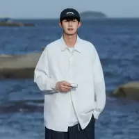 承友美式长袖衬衫日系宽松高级感痞帅翻领衬衣港风休闲百搭外套秋季男
