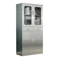 豪利特不锈钢文件柜档案柜资料柜储物柜器械柜仪器柜304全不锈钢二斗柜