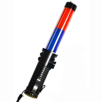 红蓝充电式多功能LED交通指挥棒 带口哨