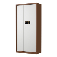 利特莱依指纹电子保密柜钢制密码文件柜档案柜矮柜保密资料柜办公柜通门咖白色:钥匙指纹锁