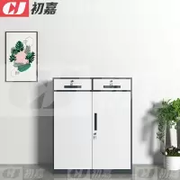 初嘉WJGT-008钢制文件柜窄边资料柜拆装档案柜带锁储物柜灰白套二斗矮柜