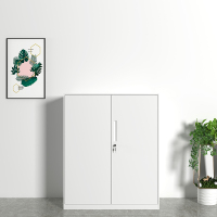 初嘉WJGT-025钢制文件柜窄边资料柜拆装档案柜带锁储物柜纯白对开铁门矮柜