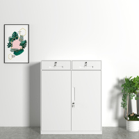 初嘉WJGT-026钢制文件柜窄边资料柜拆装档案柜带锁储物柜纯白二斗矮柜
