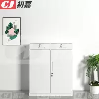 初嘉WJGT-026钢制文件柜窄边资料柜拆装档案柜带锁储物柜纯白二斗矮柜