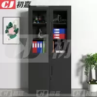 初嘉WJGT-028钢制文件柜窄边资料柜拆装档案柜带锁储物柜纯黑大器械文件柜