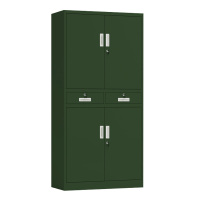 豪利特绿色铁皮文件柜办公室档案柜资料柜财务凭证柜钢制办公柜加厚二斗铁