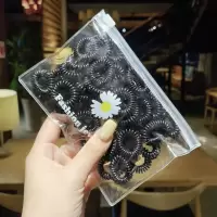 小窝厘 扎头发头绳发绳黑色小皮筋电话线发圈女小号黑色100根小圈细款