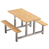 利特莱依学校食堂不锈钢餐桌椅4人6人14人位工厂员工饭堂连体快餐桌椅组合4人位防火板