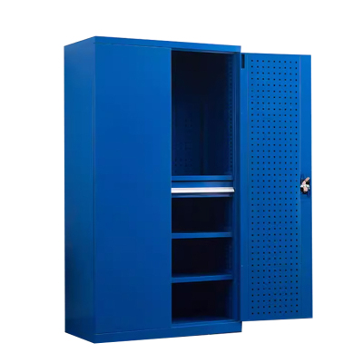 鑫升顺重型工具柜加厚物件工具储物柜工厂铁皮柜汽修厂零件收纳柜蓝色四层一抽带挂板