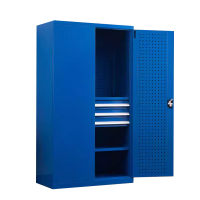 鑫升顺重型工具柜加厚物件工具储物柜工厂铁皮柜汽修厂零件收纳柜蓝色三层三抽带挂板