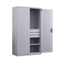 鑫升顺重型工具柜加厚物件工具储物柜工厂铁皮柜汽修厂零件收纳柜白色三层三抽带挂板