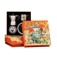 比乐蒂(Bialetti)摩卡壶意式手冲咖啡壶套装咖啡壶经典单阀款礼盒(3杯份+咖啡杯) 120ml 蒸汽时代套装