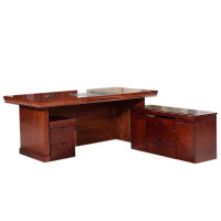 鑫升顺老板桌大班台总裁桌椅组合贴实木皮办公桌简约单人主管经理桌1.6米+侧柜+小柜