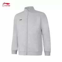 李宁(LI-NING) 男款2024简约开衫无帽卫衣AWDUA75-2 花灰 S-5XL(码数备注)