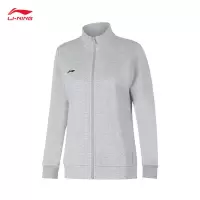 李宁(LI-NING) 女款2024简约开衫无帽卫衣AWDUA76-2 花灰 XS-3XL(码数备注)