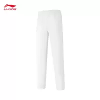李宁(LI-NING) 男款2024直筒卫裤舒适百搭运动长裤AKLU981-3 标准白 S-3XL(码数备注)