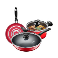 苏泊尔锅具三件套套装不粘炒锅煎锅汤锅明火专用TP1501E