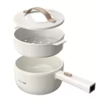 小熊Y电热锅电煮锅1.6L多功能火锅煮面锅电炒锅配蒸笼DRG-E15F2