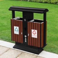 环卫户外垃圾桶钢木桶 外木质 内不锈钢