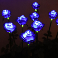 户外景观灯玫瑰花地插灯公园广场亮化装饰灯插电发光玫瑰花灯 蓝色20支