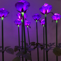 户外景观灯玫瑰花地插灯公园广场亮化装饰灯插电发光玫瑰花灯 紫色20支