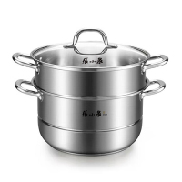 张小泉 C32550100 复底双层蒸锅28cm 上蒸下煮 易收纳多层不锈钢蒸锅