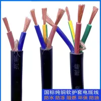 RVV非标电源线多股电缆线 铜芯电线 黑色皮 3芯电源线 1.5平方纯铜线 100米长