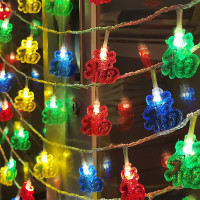 节日庆典装饰氛围彩灯喜庆福字挂件LED灯串 彩色福字[太阳能]款22米200灯 2套