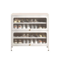 铭威盾家用门口鞋柜新款2024室内入户储物柜一体翻门钢制2门4层60宽-白