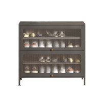 铭威盾家用门口鞋柜新款2024室内入户储物柜一体翻门钢制2门4层80宽-灰