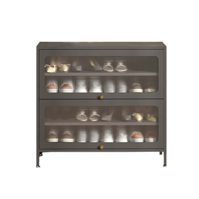 DXBG家用门口鞋柜室内入户储物柜一体翻门钢制2门4层80宽-灰