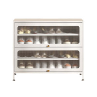 DXBG家用门口鞋柜室内入户储物柜一体翻门钢制2门4层100宽-白