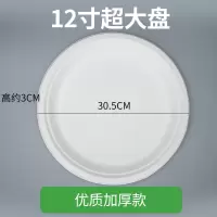 一次性纸盘子纸碟子食品级环保可降解 12寸白色盘加厚 200个