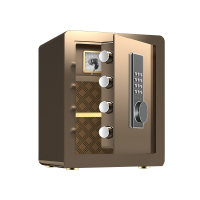 臻远 ZY40618097 小型保险柜密码保险箱全钢防盗保管箱 45cm咖色电子密码款