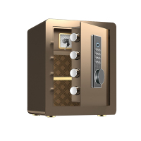 臻远 ZY40618098 小型保险柜密码保险箱全钢防盗保管箱 45cm咖色指纹密码款